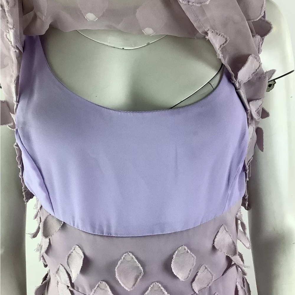 Anthropologie Eva Franco Sz 8 Maxi Chiffon Dress With Appliques Purple - Picture 3 of 9